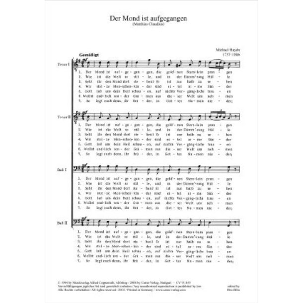 Der Mond ist aufgegangen : G-Dur