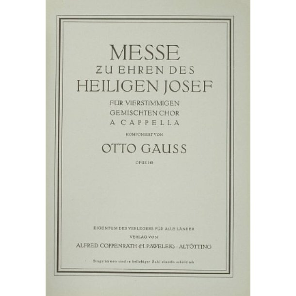 Messe zu Ehren des heiligen Josef : G-Dur