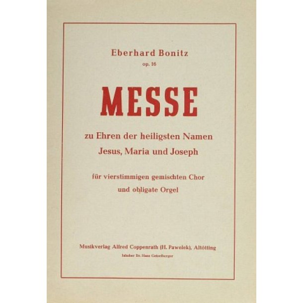 Messe : zu Ehren der heiligsten Namen Jesus, Maria und Joseph