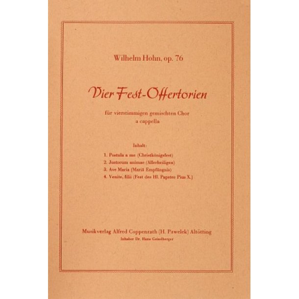 Hohn: Vier Fest-Offertorien