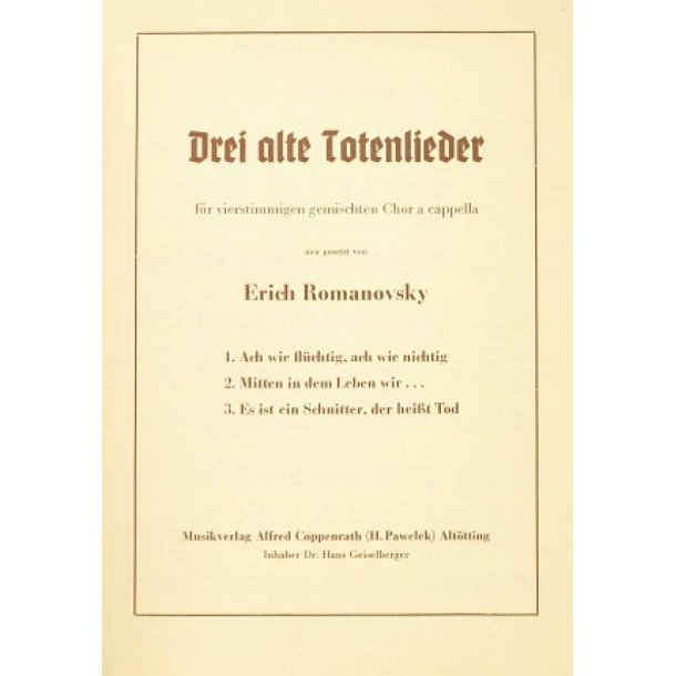 Romanovsky: Drei alte Totenlieder