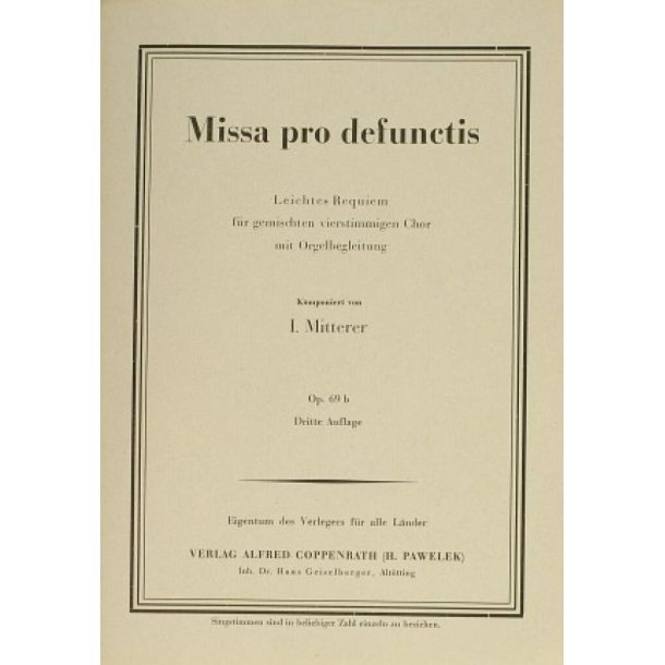 Missa pro defunctis : Leichtes Requiem