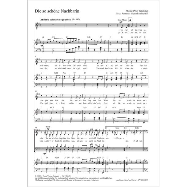 Die so sch&ouml;ne Nachbarin : from: Sonne, Mond und Sterne