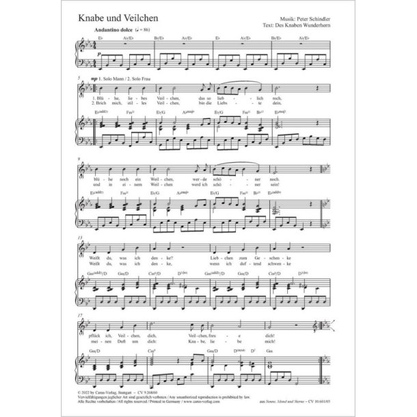Knabe und Veilchen - E flat major : from: Sonne, Mond und Sterne