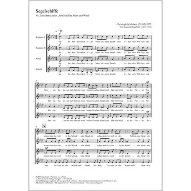 Segelschiffe : from: Von Schiffen, Meer und Wind. Five choral songs - Sie haben das m&auml;chtige Meer unterm Bauch