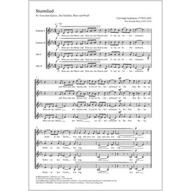 Sturmlied : from: Von Schiffen, Meer und Wind. Five choral songs - O Brausen des Meers und Stimme des Sturms