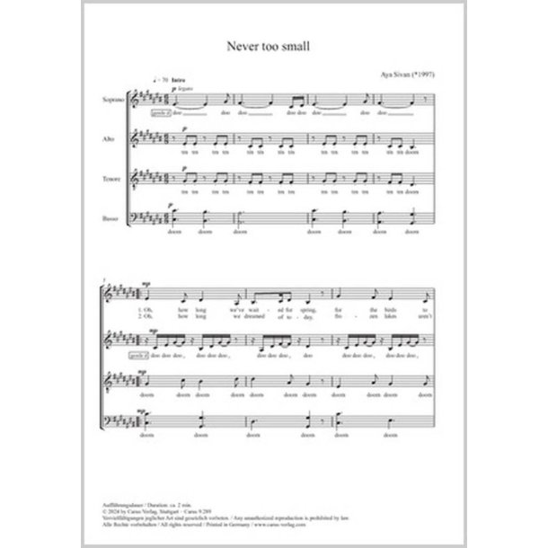 Never too small - C sharp major : Award winning at females featured competition