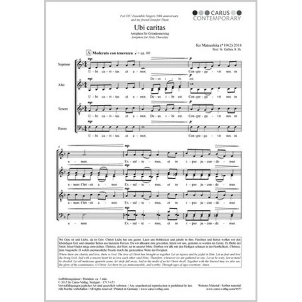 Ubi caritas : Antiphon f&uuml;r Gr&uuml;ndonnerstag