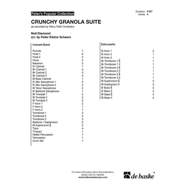 Crunchy Granola Suite : as recorded by Percy Faith Orchestra