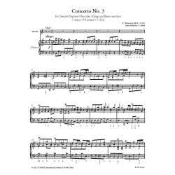 Concerto for Descant (Soprano) Recorder : Strings and Basso continuo No. 3 C Major/Ut majeur/C-Dur
