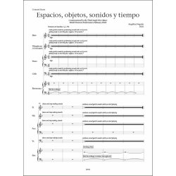 Espacios, objetos, sonidos y tiempo : for flute, percussion, piano, cello & electronics (2021)