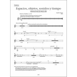 Espacios, objetos, sonidos y tiempo : for flute, percussion, piano, cello & electronics (2021)