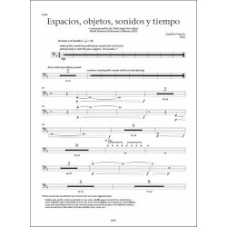Espacios, objetos, sonidos y tiempo : for flute, percussion, piano, cello & electronics (2021)