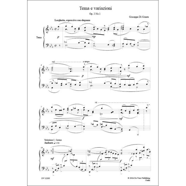 Tema e variazioni Op. 2 No.1, for Piano