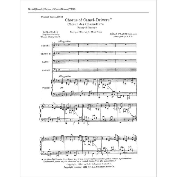 Rebecca: Chorus of Camel Drivers : Choeur des Chameliers