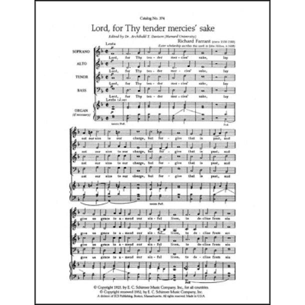 Lord, For Thy Tender Mercies' Sake