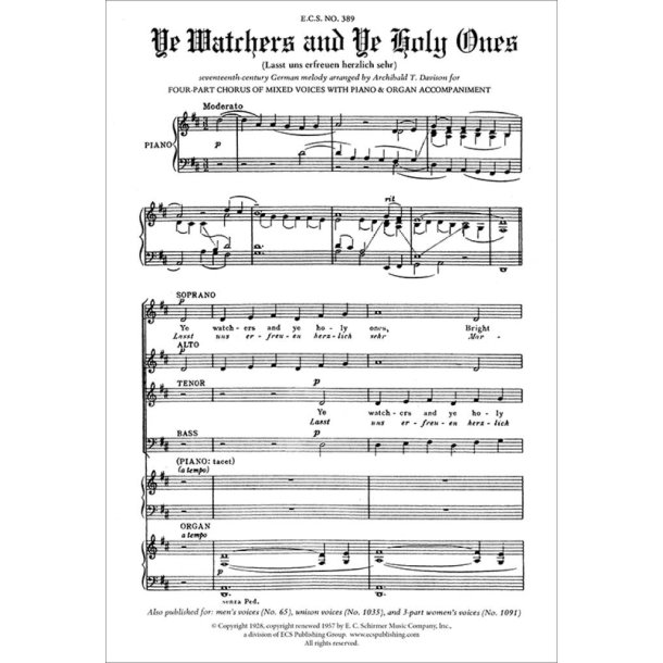 Ye Watchers and Ye Holy Ones : Lasst uns erfreuen herzlich sehr