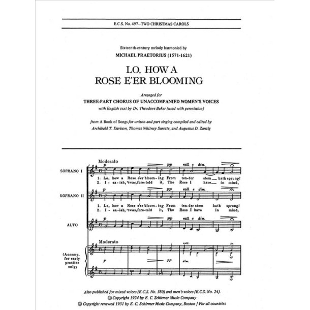 Two Christmas Carols : Lo, How a Rose & While Shepherds Watched