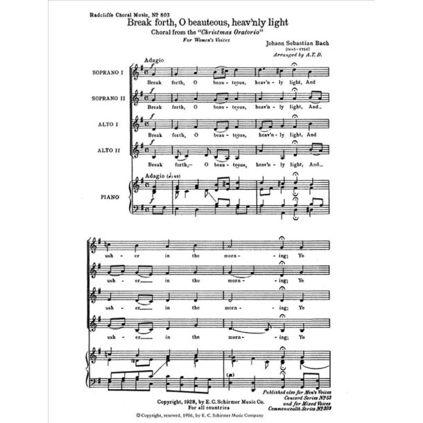 Christmas Oratorio, The : Break Forth, O Beauteous Heavenly Light, BWV 248