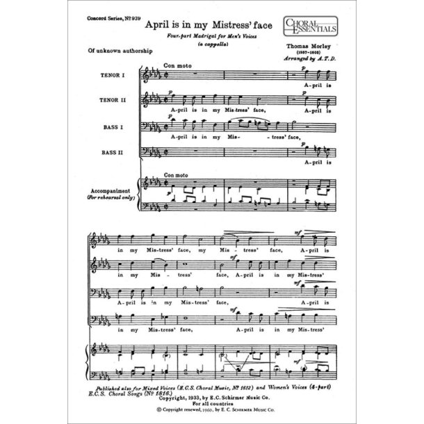 April is in my mistress' face