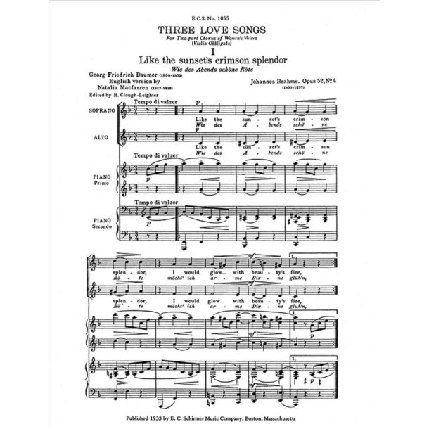 Three Love Song Waltzes, Op. 52/4,13, Op. 65/13