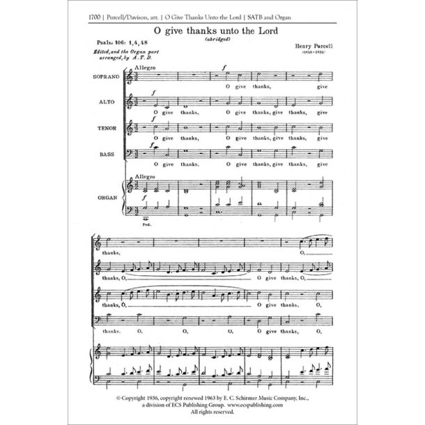 O Give Thanks Unto the Lord