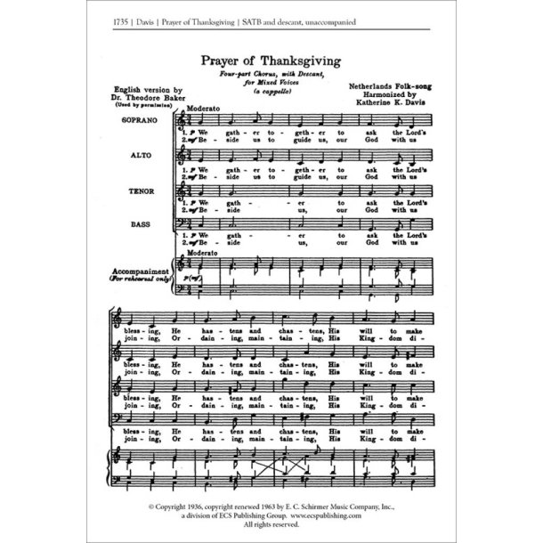 Prayer of Thanksgiving : We Gather Together