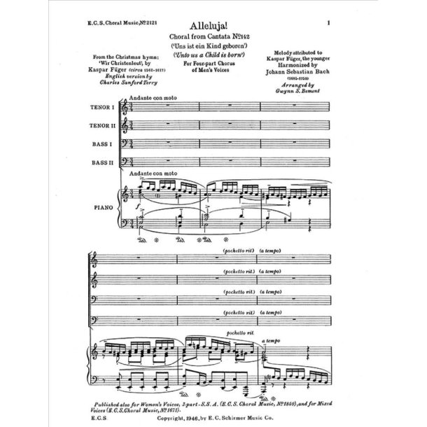 Uns ist ein Kind geboren : Alleluja! gelobet sei Gott, BWV 142