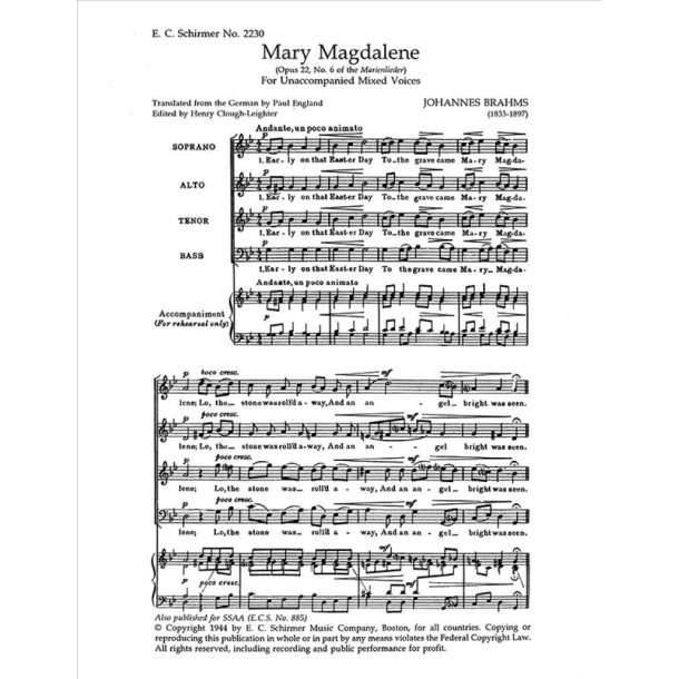 Marienlieder: No. 6. Mary Magdalene, Op. 22