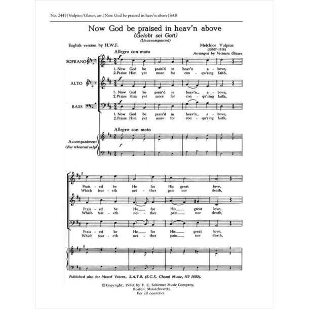 Now God Be Praised in Heav'n Above