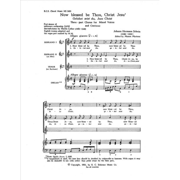 Gelobet seist du, Jesu Christ : Now Blessed Be Thou
