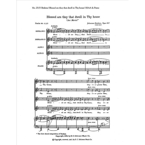 Blessed Are They that Dwell in Thy House, Op. 12