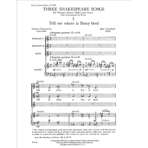 Three Shakespeare Songs