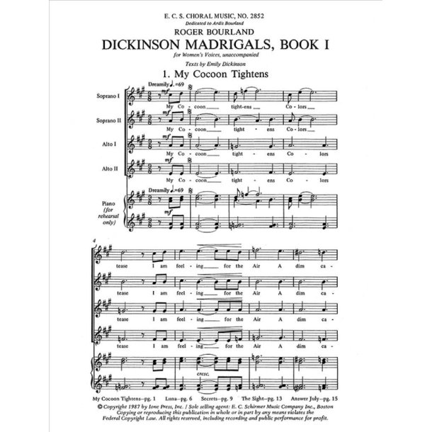 Dickinson Madrigals, Book I