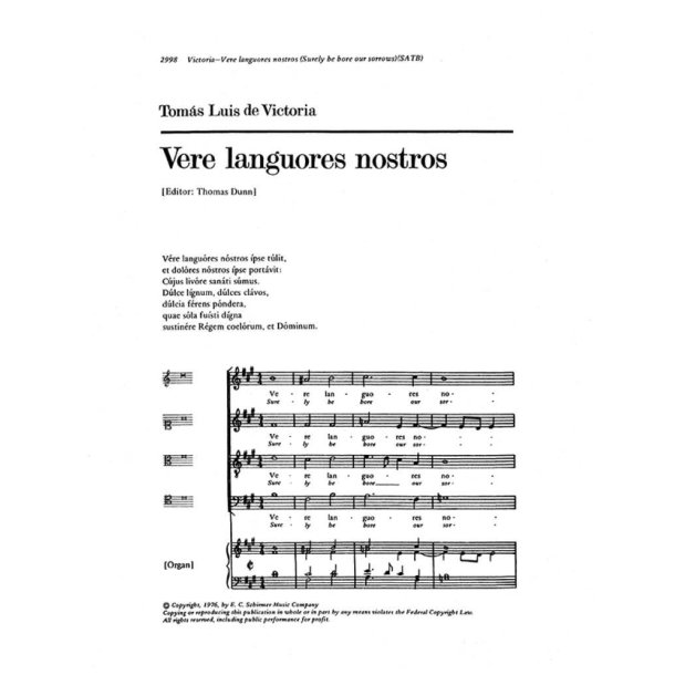 Vere languores nostros : Surely He Hath Bore Our Griefs