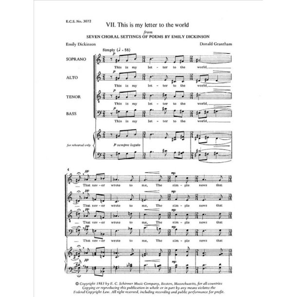 Dickinson Settings: This Is My Letter to the World