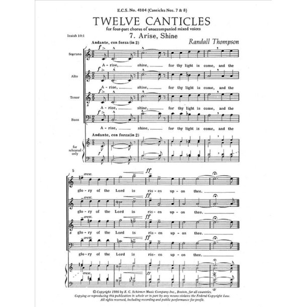 Twelve Canticles : No. 7. Arise, Shine- No. 8. The Path of the Just