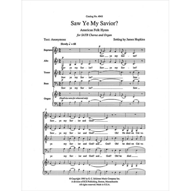 Five American Folk Hymns: Saw Ye My Savior?