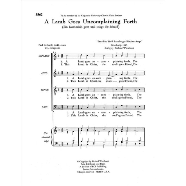 A Lamb Goes Uncomplaining Forth