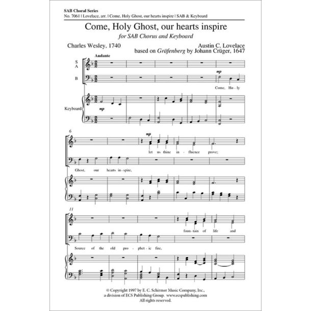 Come, Holy Ghost, Our Hearts Inspire