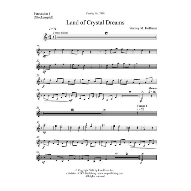 Land of Crystal Dreams : Instrumental Parts for SSAA #7937