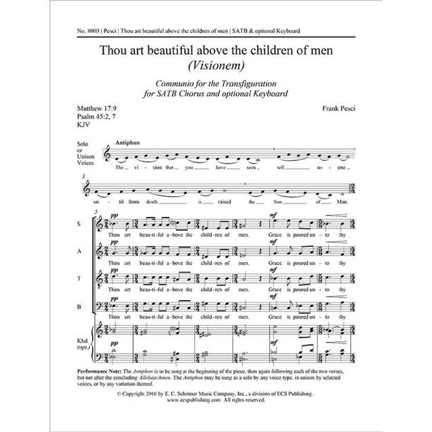 Thou art beautiful above the children of men