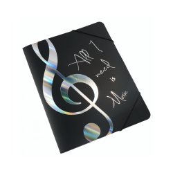 Elastic folder ''All I need is Music'' silver : A4