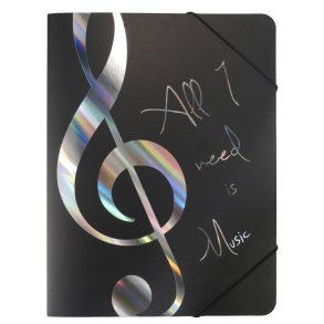 Elastic folder ''All I need is Music'' silver : A4