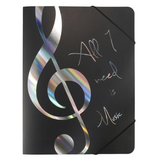 Elastic folder ''All I need is Music'' silver : A4