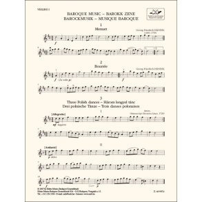 Baroque Music-Violin 1 : for three violins and cello or string quartet or youth string orchestra