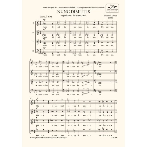 Nunc dimittis : for mixed choir