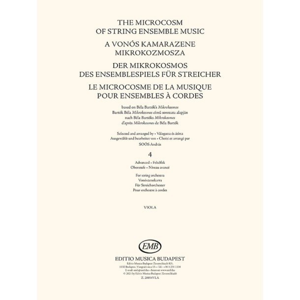 The Microcosm of String Ensemble Music Vol. 4 : based on B&eacute;la Bart&oacute;k's Mikrokosmos for string orchestra