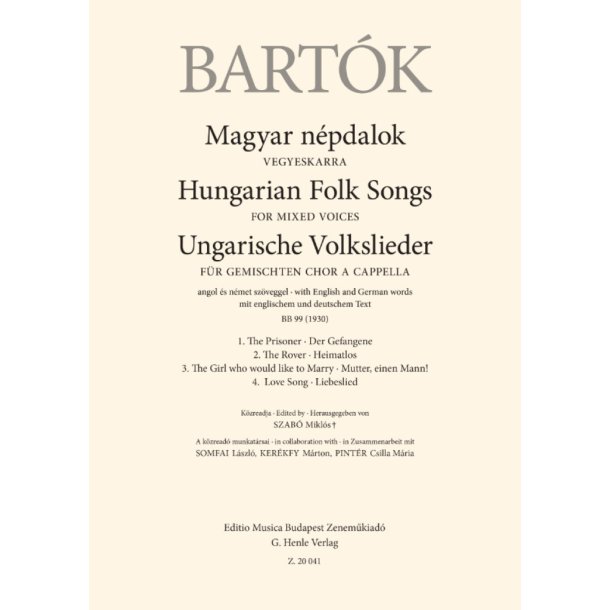 Hungarian Folk Songs : for Mixed Voices with English and German words, BB 99 (1930)