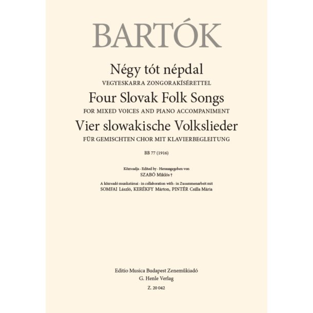 Four Slovak Folk Songs : for Mixed Voices and Piano Accompaniment, BB 77 (1916)